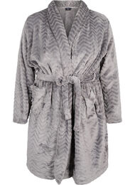 Korte mønstrete morgenkåpe med lommer, Dark Grey