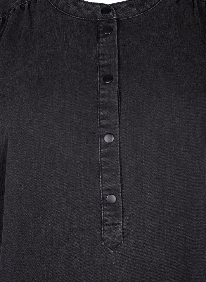 A-formet dongerikjole med korte ermer, Grey Denim, Packshot image number 2