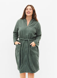 Morgenkåpe med glidelås og hette, Balsam Green, Model