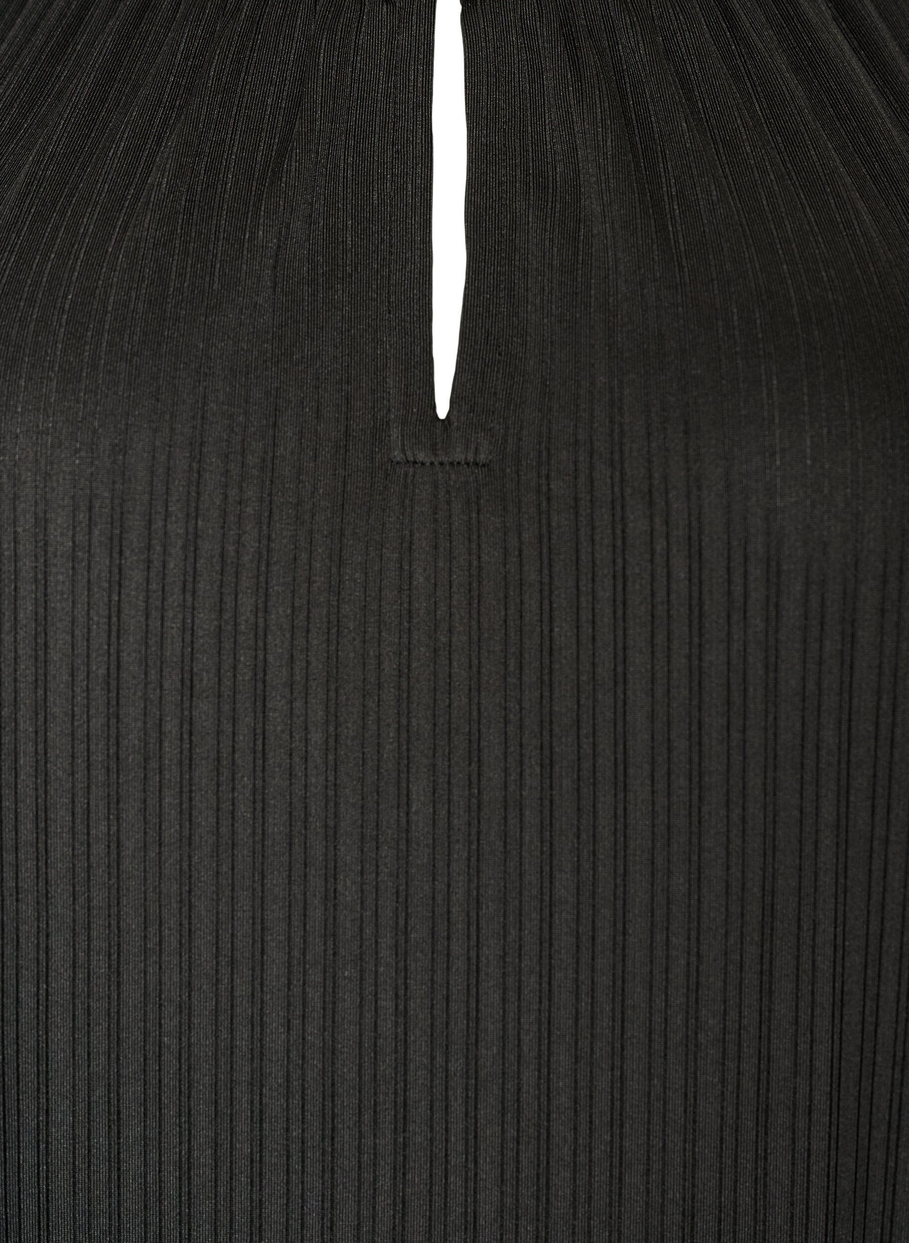 ZizziJerseytunika med teksturerte striper, Svart, Packshot image number 2