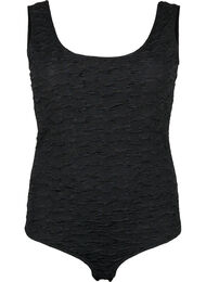 Ermeløs bodystocking med strukturert tekstur, Black, Packshot