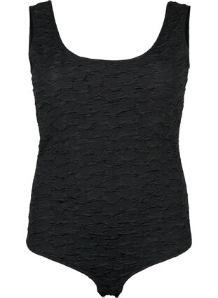 Ermeløs bodystocking med strukturert tekstur, Black, Packshot image number 0