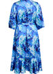 Blomstret omslagskjole med 3/4 ermer, Blå, Packshot image number 1