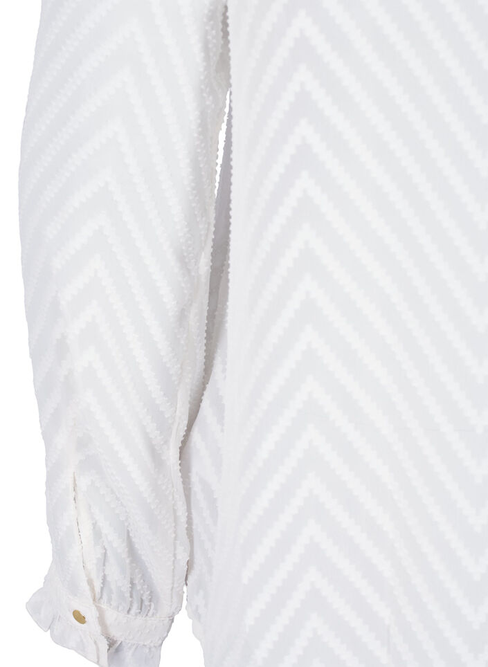 Skjortebluse med volanger og mønstret tekstur, Snow White, Packshot image number 3