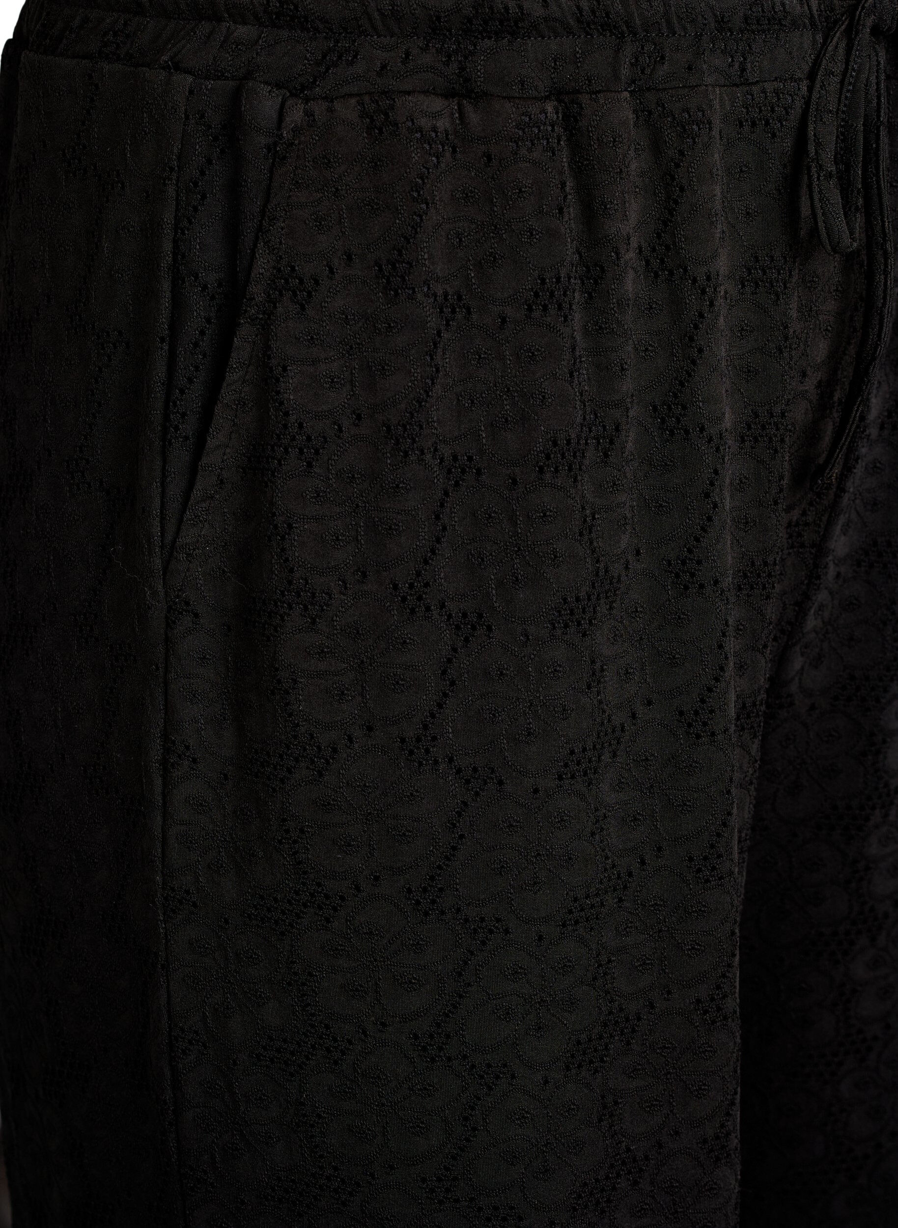 Zizzi FLASH - Bukser med tekstur og h&oslash;y midje, Svart, Packshot image number 2