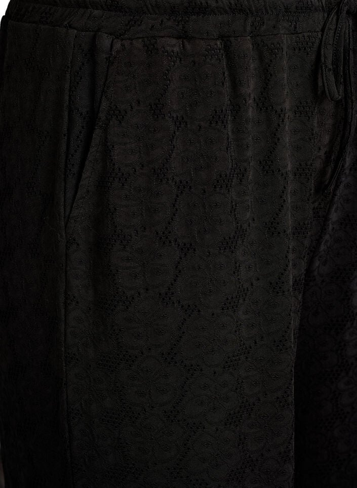 FLASH - Bukser med tekstur og høy midje, Svart, Packshot image number 2