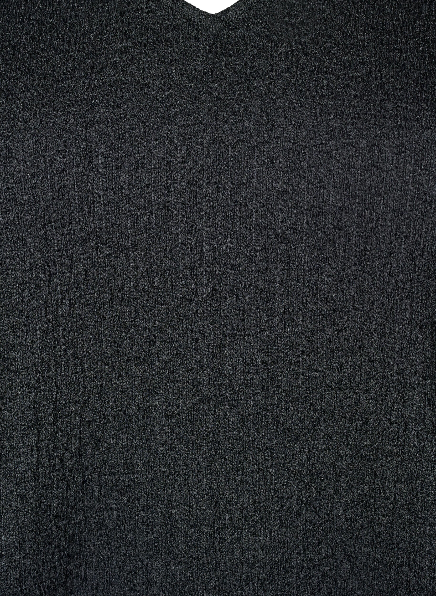 Zizzi FLASH - Bluse med tekstur og lange ermer, Black, Packshot image number 2