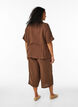 Culottebukse i bomullsmuslin med h&oslash;y midje, Brun, Model image number 1