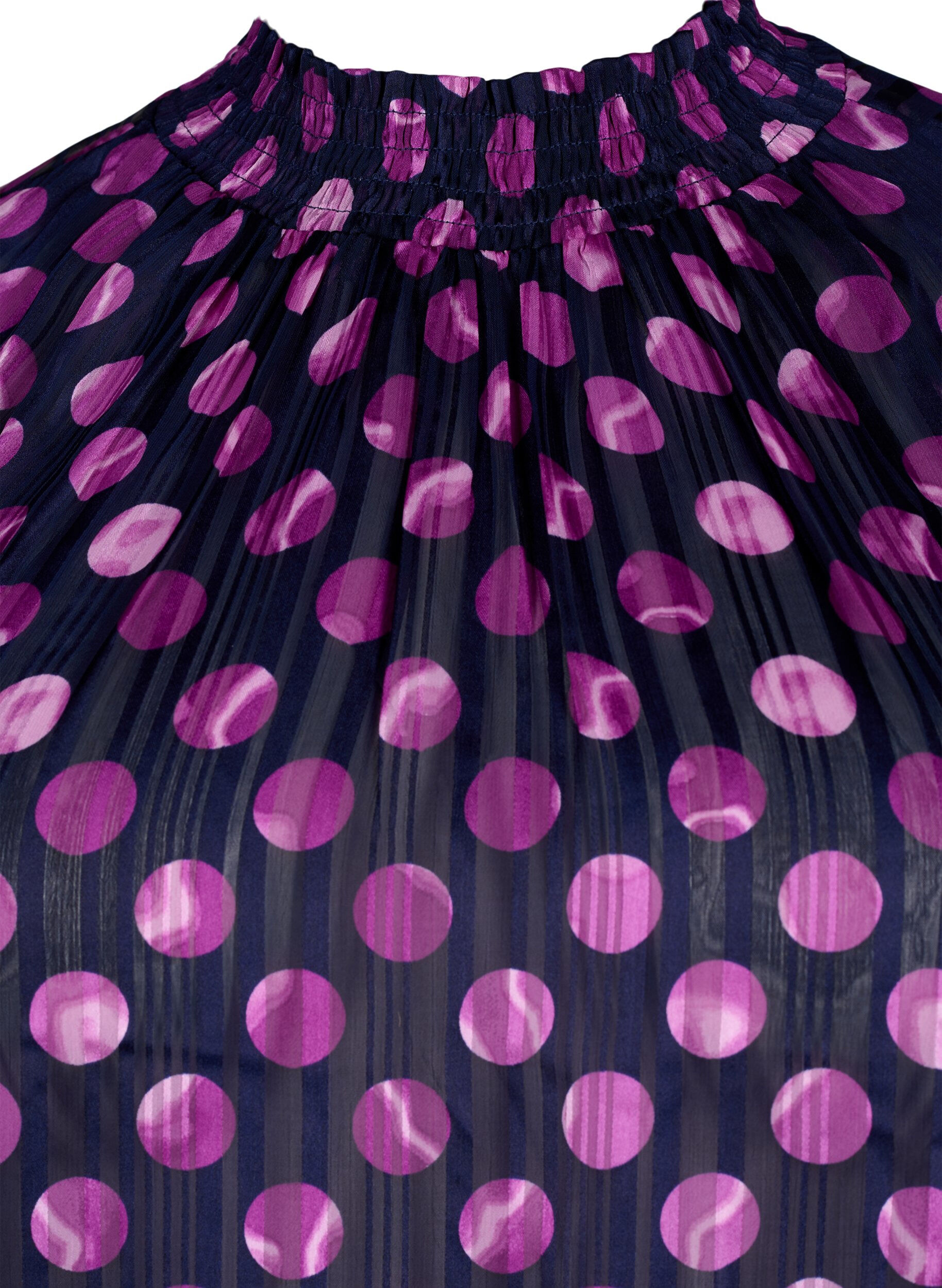 Zizzi Kortermet smokk bluse med trykk, Medieval Bl. Dot AOP, Packshot image number 2