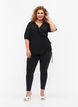 wrap Bluse i viskose med 1/2 ermer, Black, Model image number 2