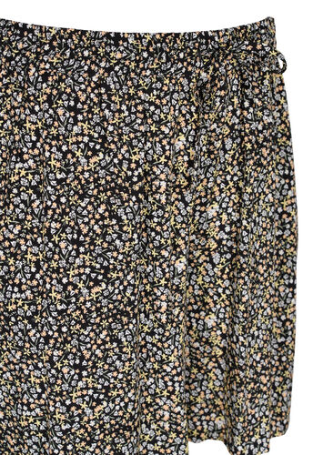 Mønstrete shorts i viskose, Black Flower AOP, Packshot image number 2