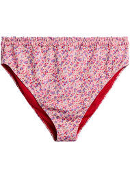 Blomstret tai bikini truse med rynket kant, Rosa