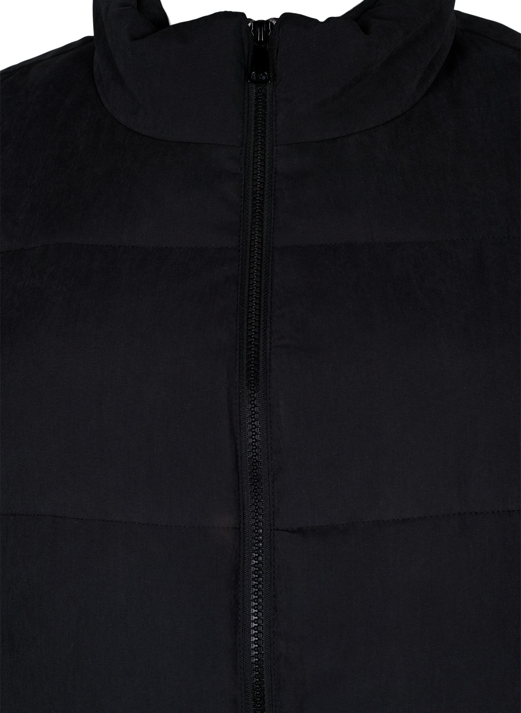 Zizzi Lang vest med h&oslash;y krage og lommer, Black, Packshot image number 2