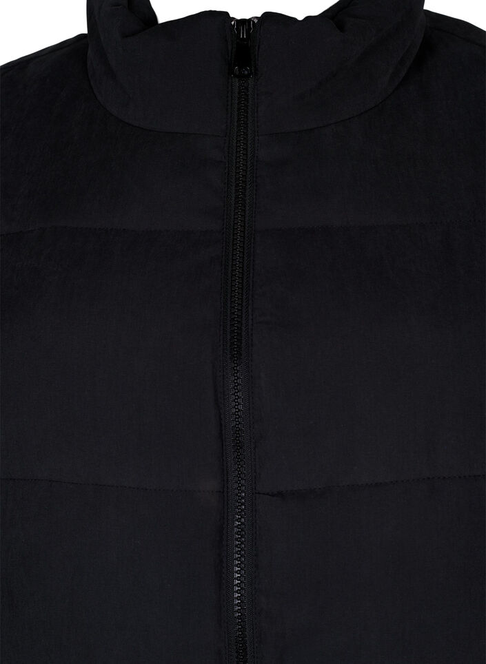 Lang vest med høy krage og lommer, Black, Packshot image number 2