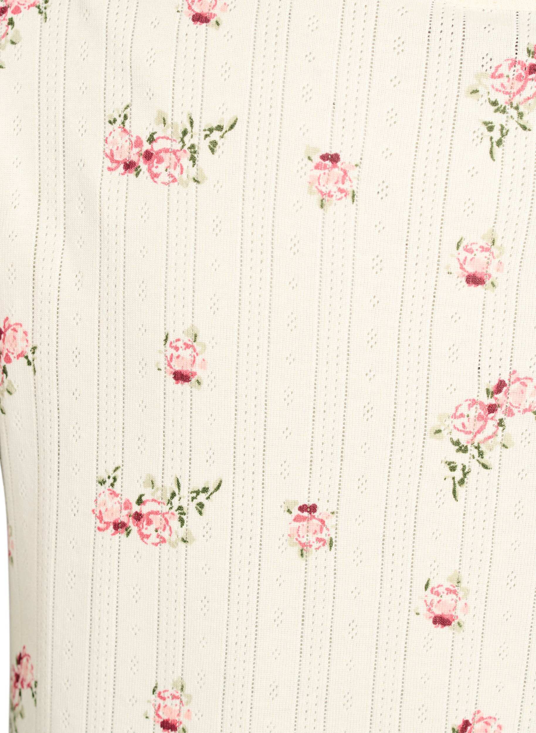 Zizzi Pyjamatopp i &oslash;kologisk bomull med cap-ermer, Vanilje, Packshot image number 3