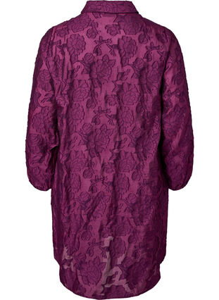 Lang jacquard skjorte, Dark Purple, Packshot image number 1