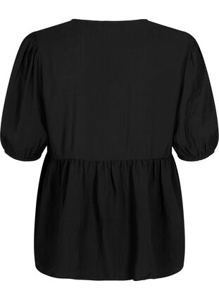 Zizzi Bluse i viskose med engelsk broderi, Black, Packshot image number 1