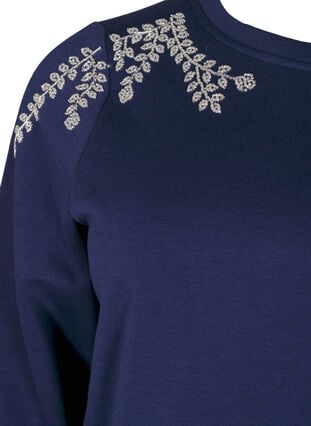 Zizzi Kort genser med perledetaljer, Blå, Packshot image number 2