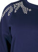 Kort genser med perledetaljer, Blå, Packshot image number 2