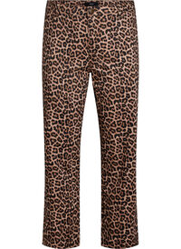 Leopardjeans med regular fit og vanlig midje, Brun Leopardjeans med regular fit og vanlig midje