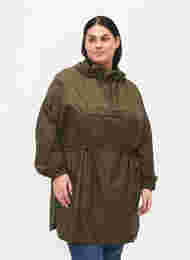 Lang anorak med hette og lommer, Grape Leaf, Model
