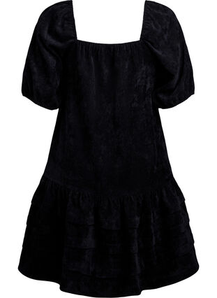 Zizzi Kort cordfløyelskjole med firkantet halslinje, Black, Packshot image number 1