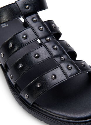 Sandal med bred passform og nagler, Black, Packshot image number 3