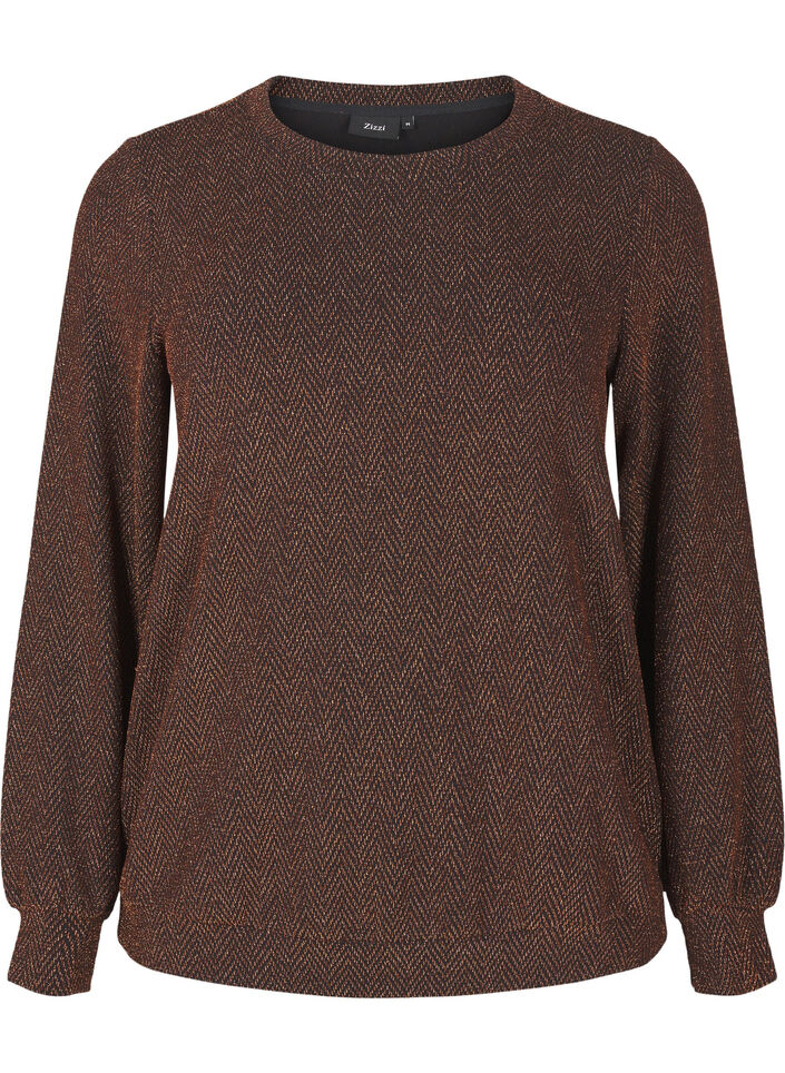 Bluse med shimmer mønster, Copper ZigzagShimmer, Packshot image number 0