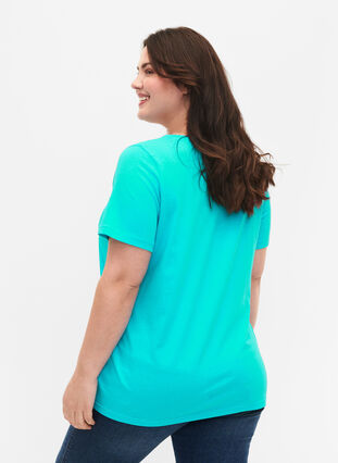 T-skjorte i bomull med trykk, Turquoise SUN, Model image number 1