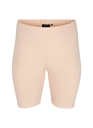 Zizzi Ensfargede standard sykkelshorts, Beige, Packshot image number 0