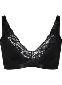 Bralette i bomull med blonder, Svart Bralette i bomull med blonder