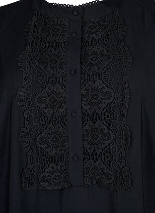 Kjole i viskose med heklede detaljer, Black, Packshot image number 2