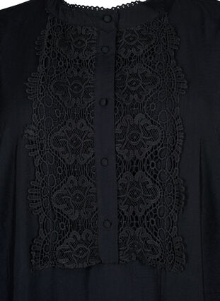 Zizzi Kjole i viskose med heklede detaljer, Black, Packshot image number 2