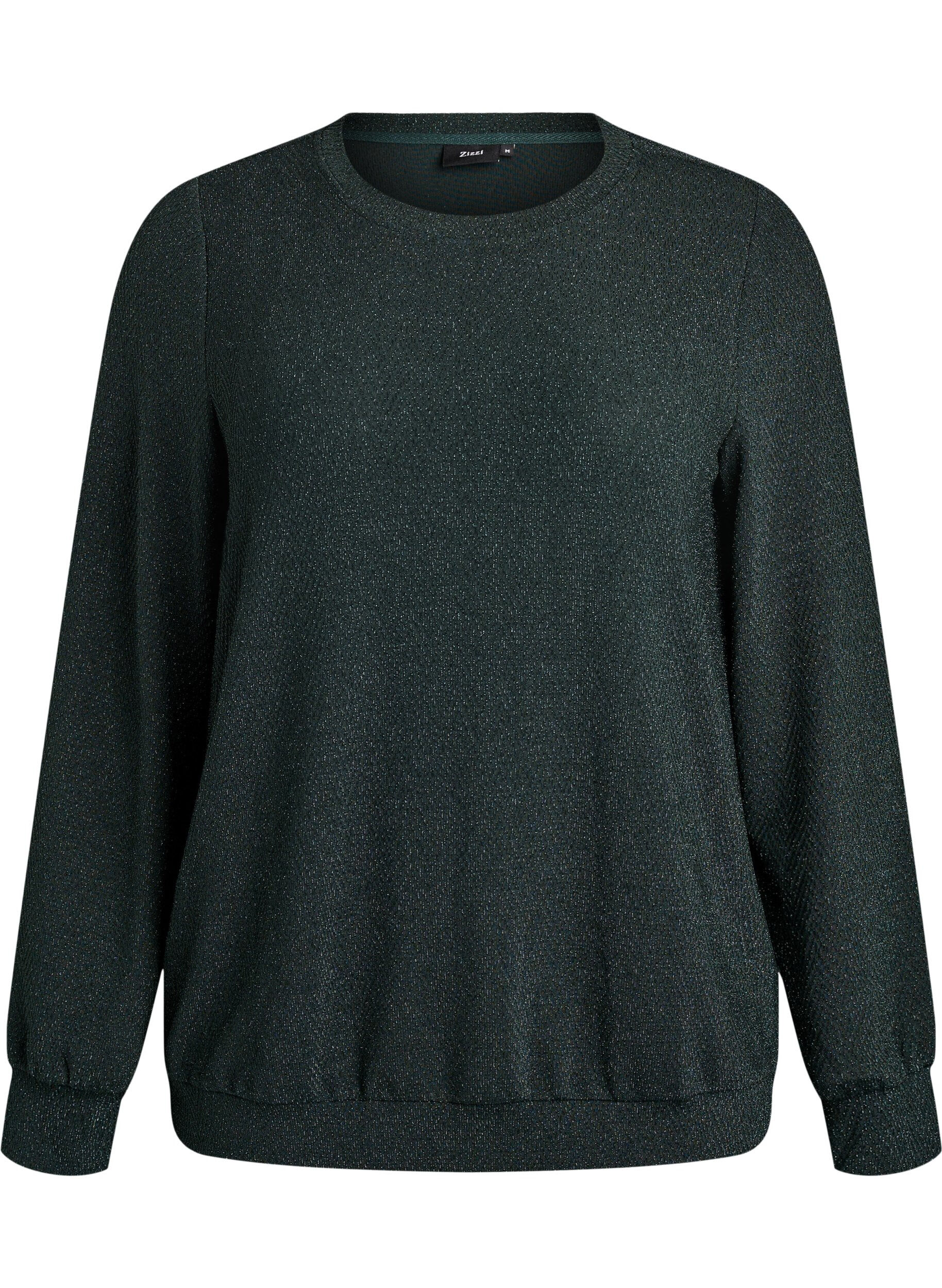 Bluse med fiskebensm&oslash;nster og glittertr&aring;d