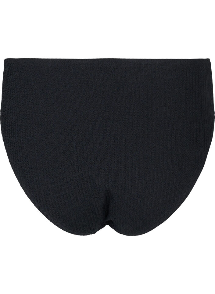 Bikinitruse med høyt liv og kreppmateriale, Black, Packshot image number 1