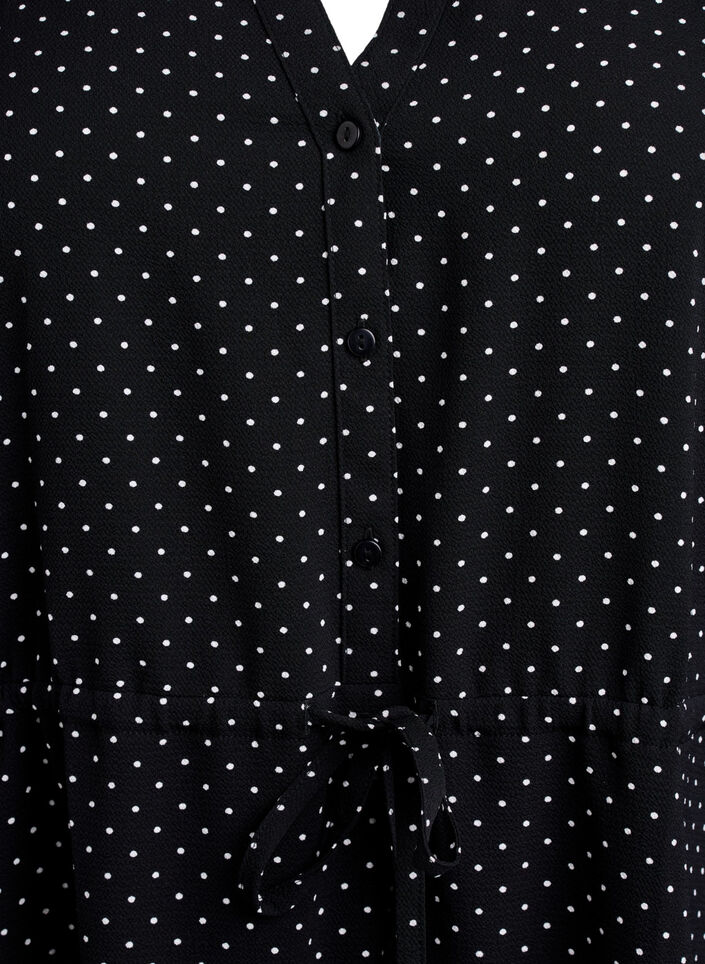 Knelang kjole med knytebelte, Svart, Packshot image number 2