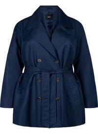 Kort trenchcoat med belte, Blå Kort trenchcoat med belte