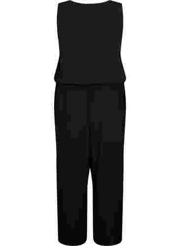 Ermeløs jumpsuit i viskose, Black, Packshot image number 1