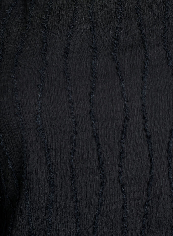 Jerseybluse med en b&oslash;lget tekstur, Svart, Packshot image number 2
