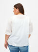 3/4-ermet bomullsbluse i bomullsblanding med lin, Bright White, Model image number 1