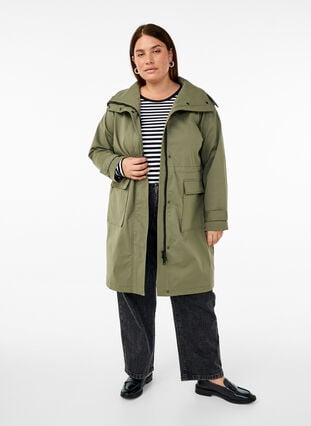Zizzi Vannavstøtende parkas jakke, Grønn, Model image number 1