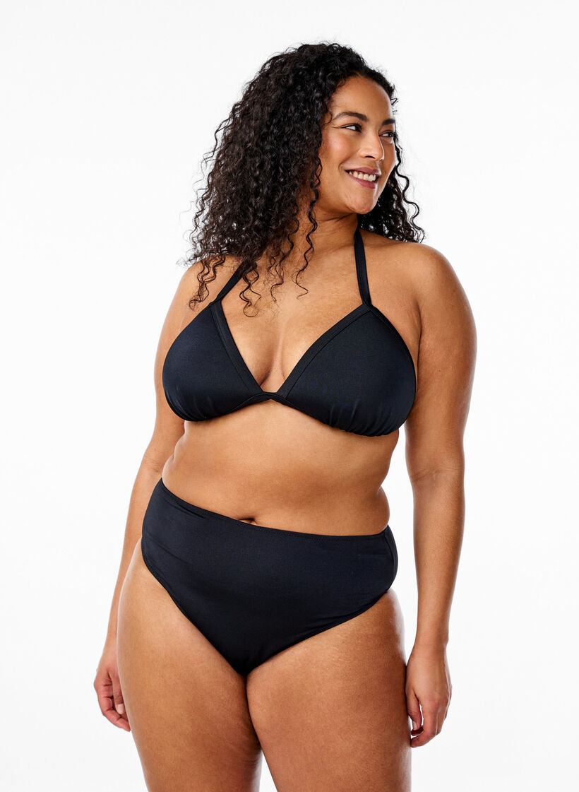 Ensfarget bikinitruse med vanlig midje, Black, Model