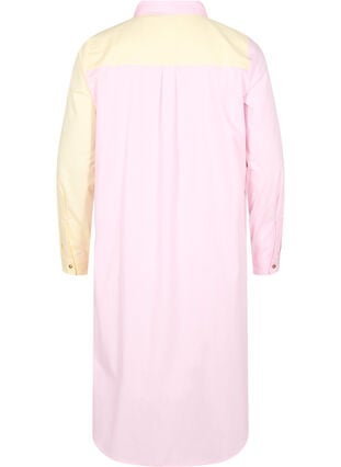Lang skjorte i bomull med colourblock, Popcorn/Pink, Packshot image number 1