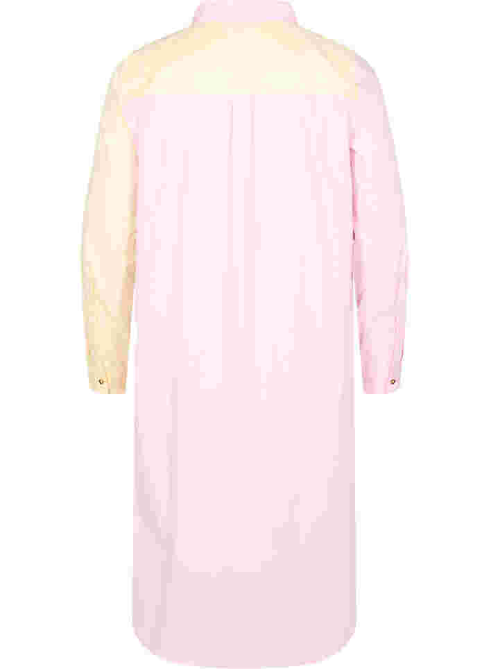 Lang skjorte i bomull med colourblock, Popcorn/Pink, Packshot image number 1