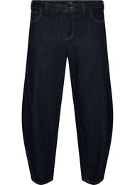 Barrel fit jeans med h&oslash;y midje, Bl&aring;