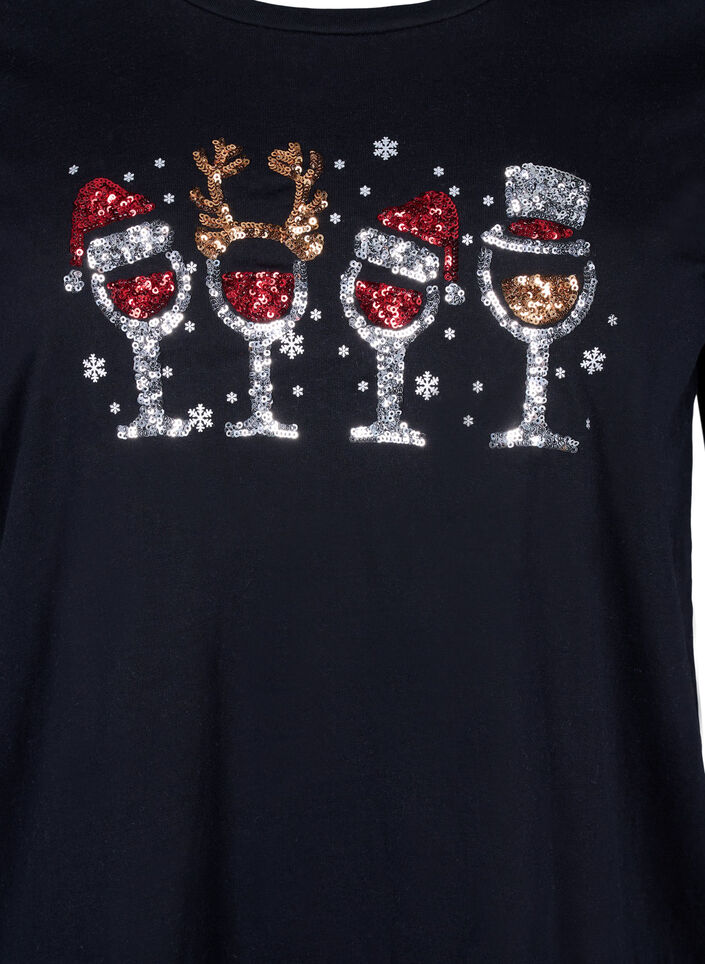 Jule-t-skjorter i 100% bomull, Black w. Drinks, Packshot image number 2