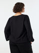 Viskosebluse med V-hals og ballongsilhuett, Svart, Model image number 2