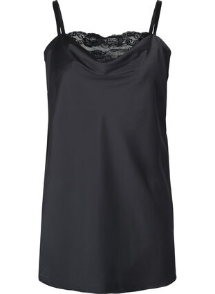 Support the breasts - Nattkjole med blonder, Black, Packshot image number 0