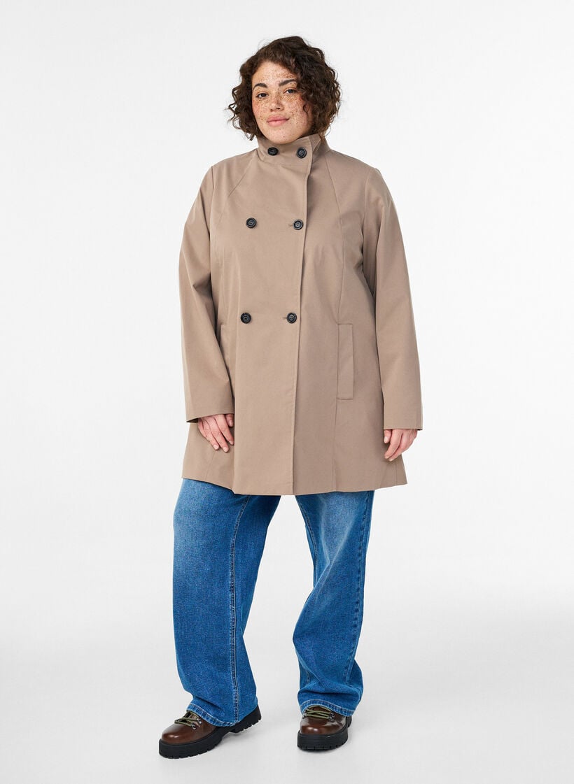 Vannavvisende vårjakke med A-linjesnitt, Grå, Model image number 1