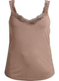Topp i viskose med blondekant, Beige